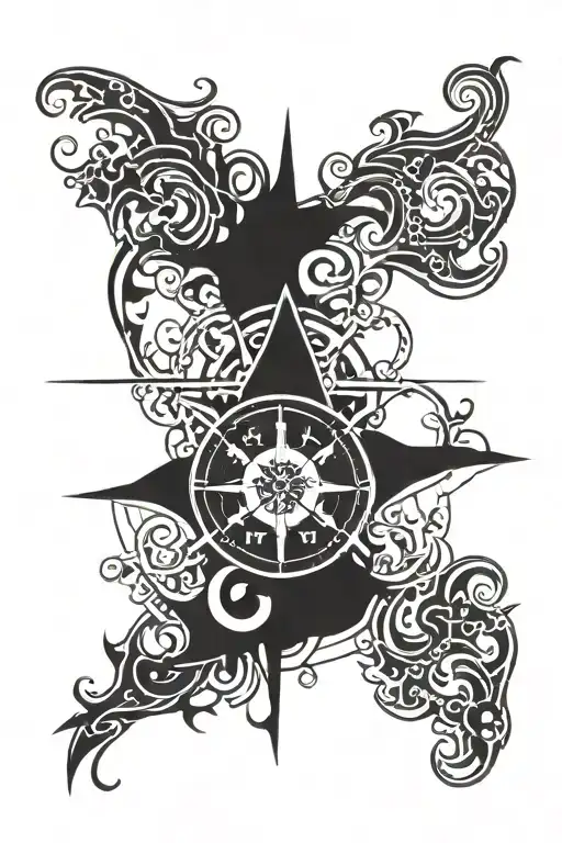 Vegvisir Compass Tattoo With A Little Hint Of Chinese Letter