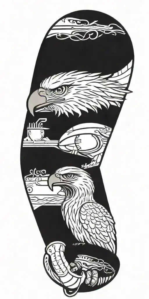 Music Notes Boxing Gloves Baseball Bat Eagle Perched 0206