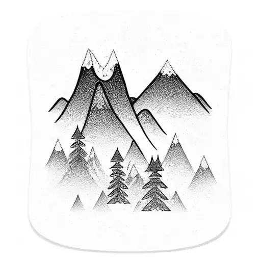 A Majestic Mountain Range Surrounded By Lush Forests And A Flowing River