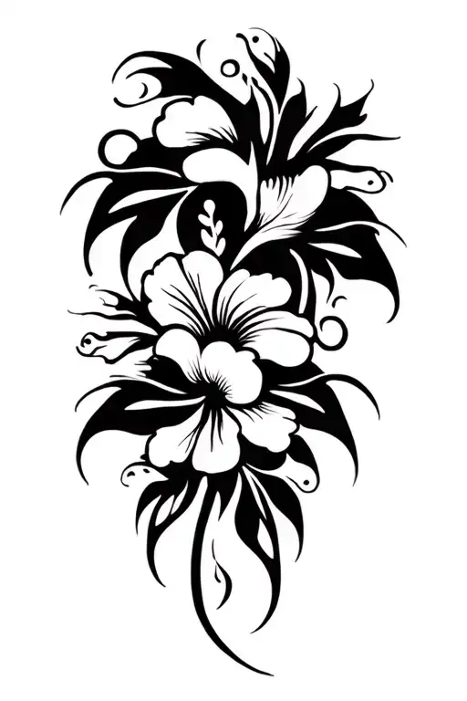 Psychedelic Hibiscus Flowers Intertwined