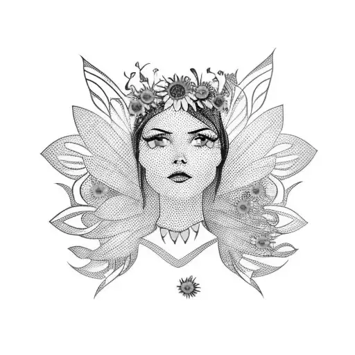 Beautiful Fairy With Sunflowers