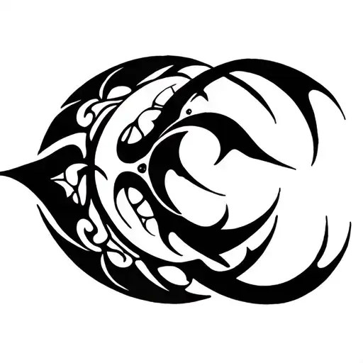 Dark And Dark Tribal Moon