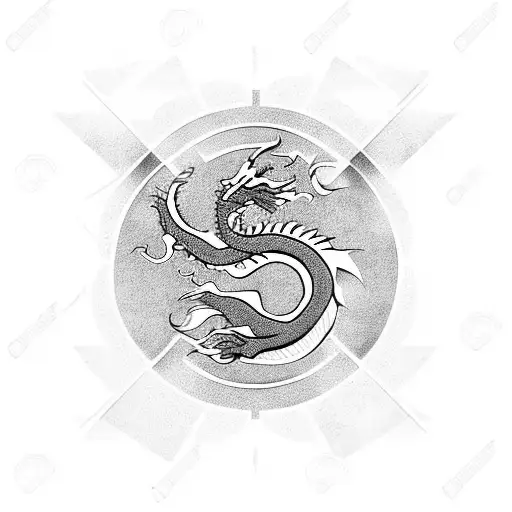 Circle Dragon Silhouette