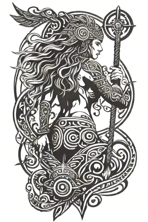 Goddess Freya Warrior Holding Staff