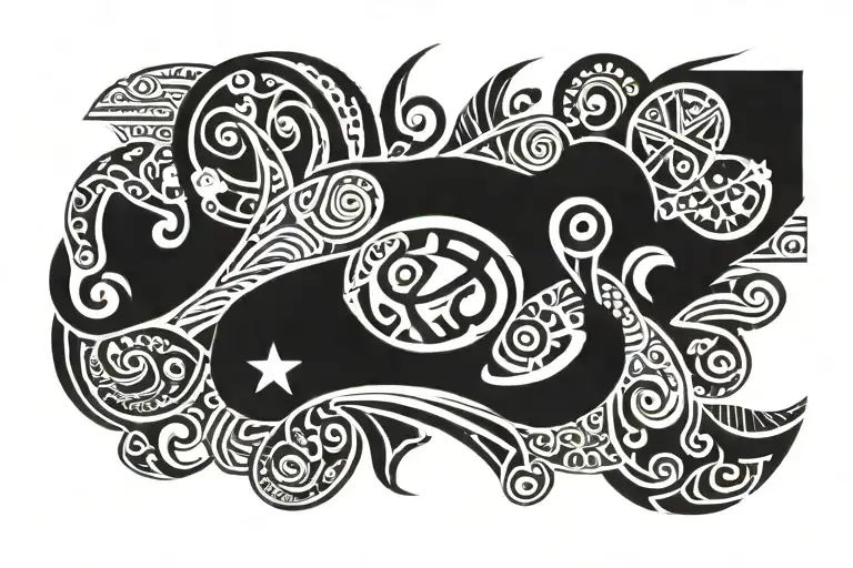 A Samoan Tattoo Design Wallpaper With Black Background And White