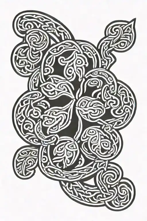 Braided Celtic Knot With Shamrock Intertwined