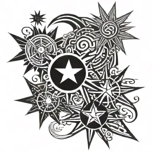 3 Stars And A Sun With Alibata Filipino Script
