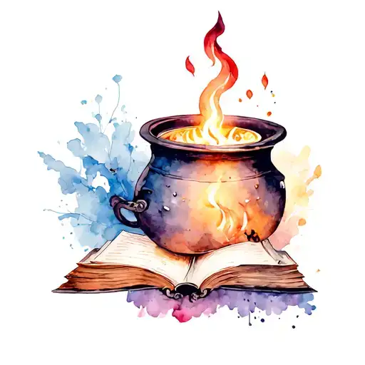 Cauldron And Book Surrounded