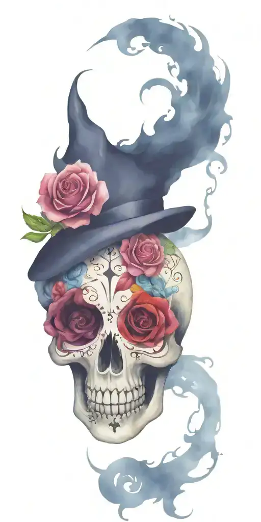 Harry Potter Themed Sugar Skull Design With Magical Elements