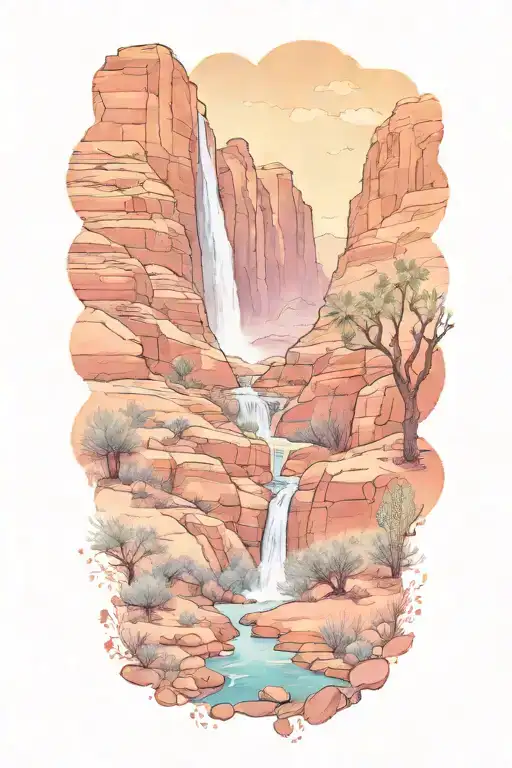 Arizona Desert Landscape With A Hidden Waterfall