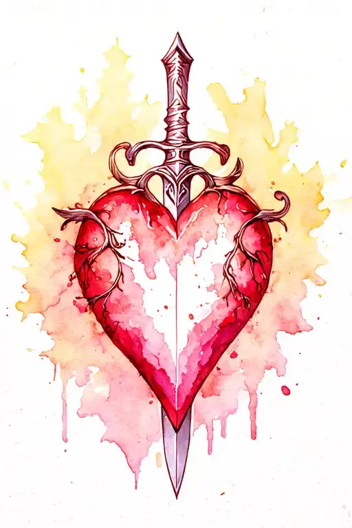 Heart With Scimitar Sword