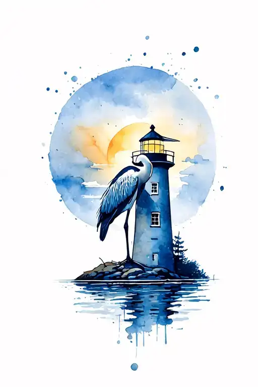 Blue Heron On A Lighthouse Standing Tall
