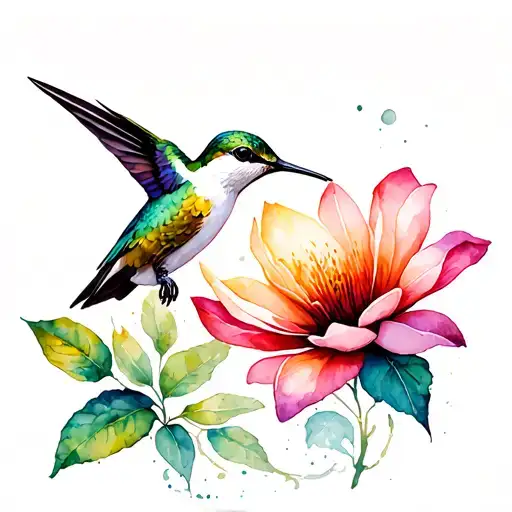 Hummingbird Magnolia Flower On Thigh