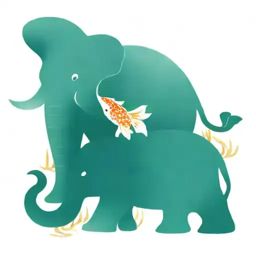 Elephant And Koi Fish