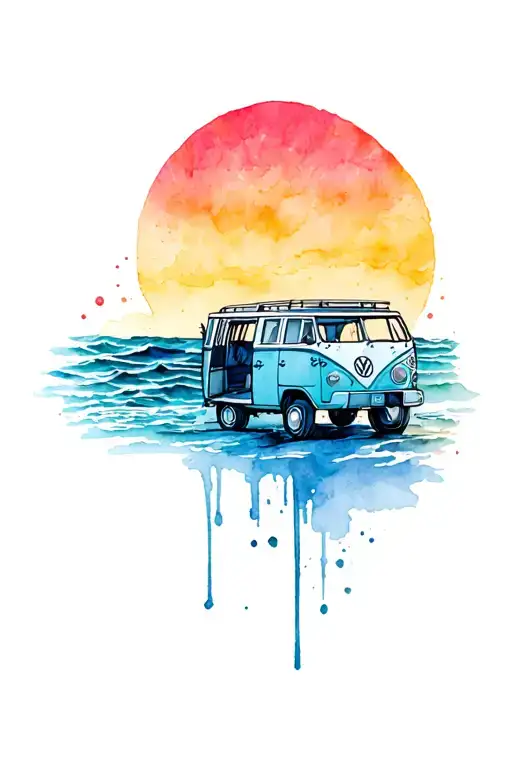 Van Life Vw Van Surf Sunset Background