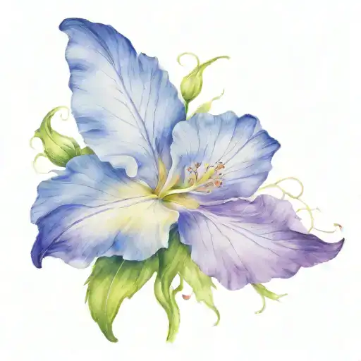 Periwinkle Sweet Pea With Angel Wings Spread