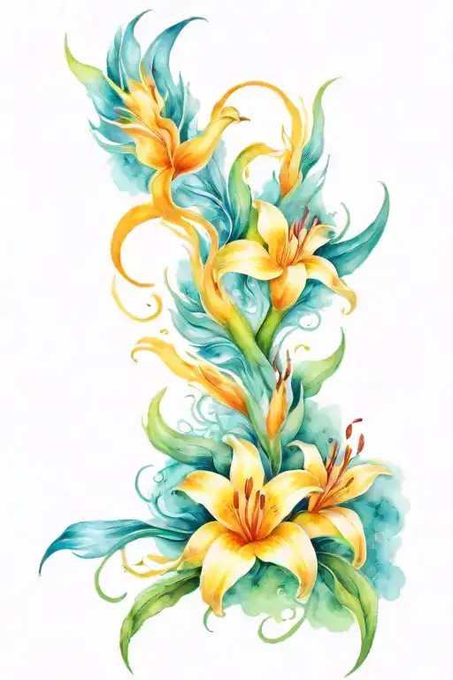 Lillies Around A Phoenix Rising