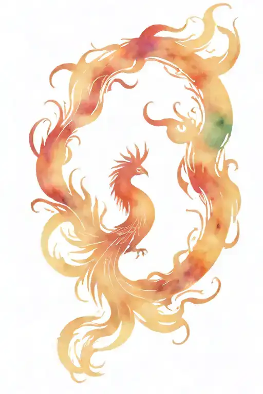 A Watercolor Phoenix Rising From The Ashes