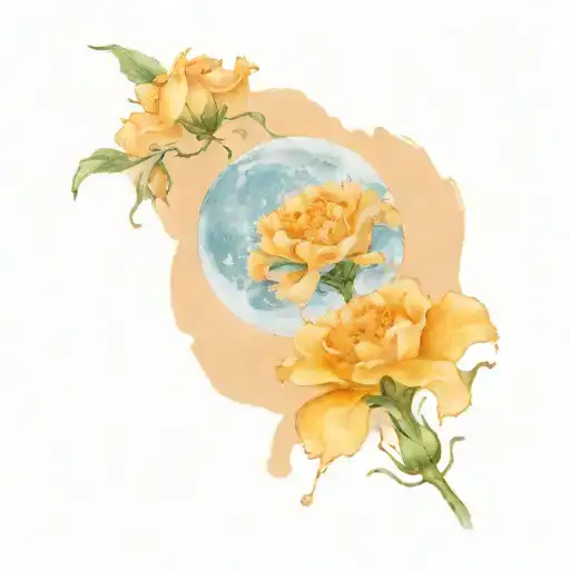 Realistic Moon With Carnation Flower