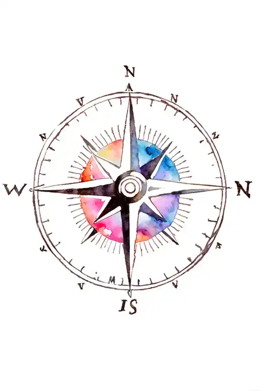 Nautical Compass Rose With Anchor