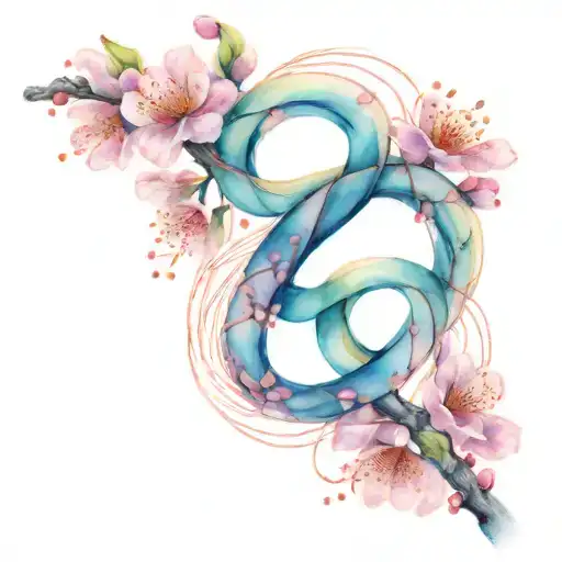 A Cherry Blossom Branch Wrapped Into An Infinity Symbol