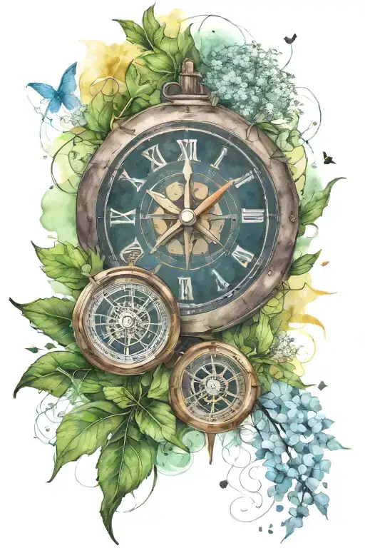 Tide And Time With Dandelion Seeds Float Air Clock And Compass