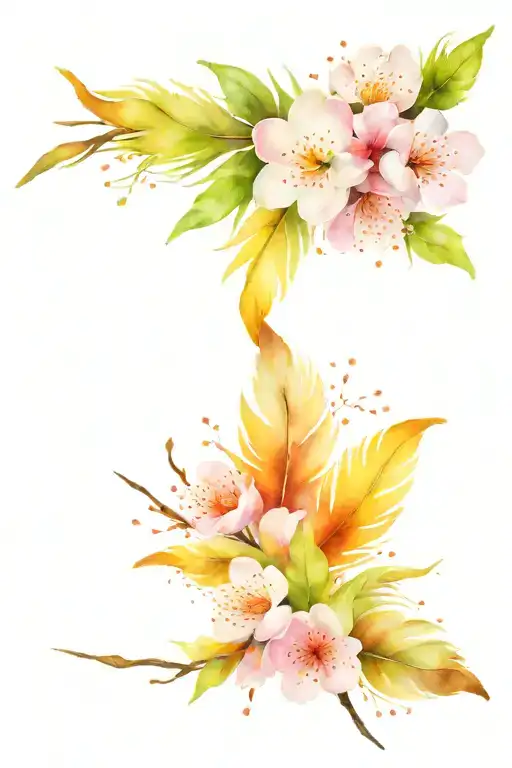 Feather And Cherryblossoms