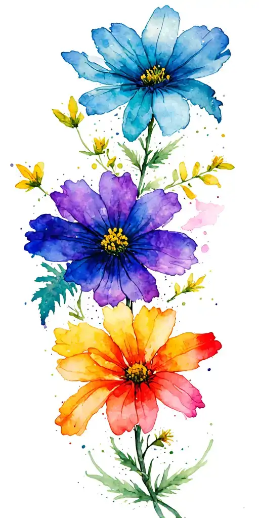 Wildflowers Long Vine Wrapped Loosely In Helix Merging