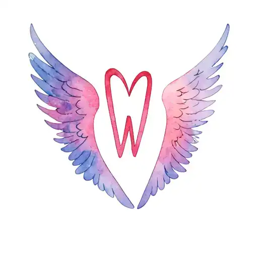 The Letter W And E To Shape A Heart And Look Like Angel Wings