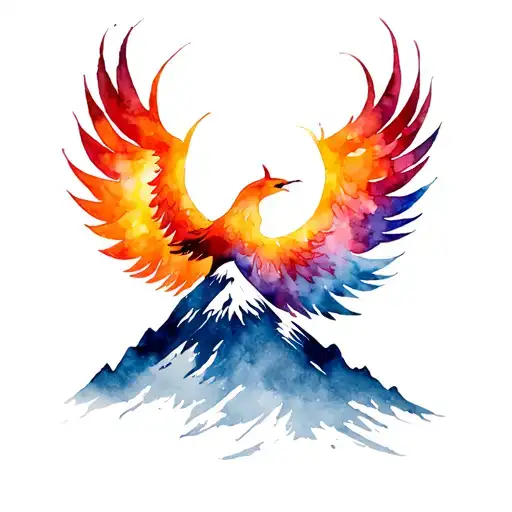 Phoenix Rising From Mountain Peak