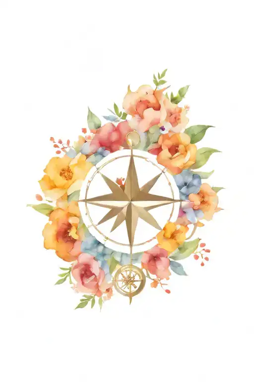 Compass Flowers Intertwined Representing The Client's