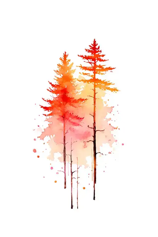 Upper Right Arm And Shoulder With Watercolor Forest