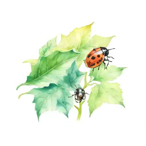 2 Ladybugs And Fig Leaf
