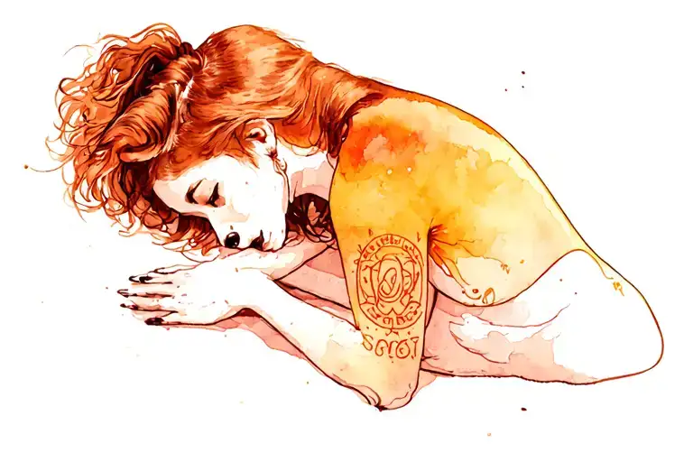 Woman Posing Doggie Style Tattoo Showcasing Love For Sagittarius