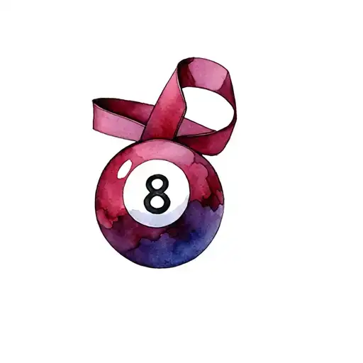 8 Ball With A Burgundy Cancer Ribbon Wrapped Around It