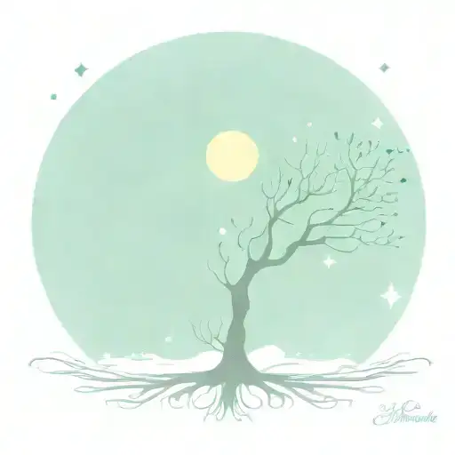 Tree Of Life With Moon Phases And Libra Constellation