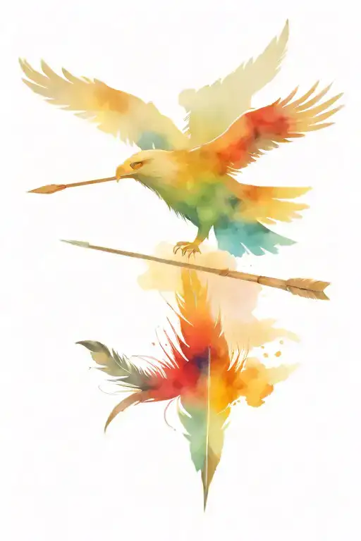 Feathers And An Arrow With Only The Head Of An Eagle