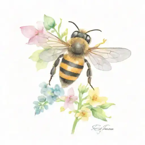 A Bee Pollinating A Variety Of Colorful Flowers In A Garden