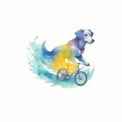 Dog On Wave With Bike