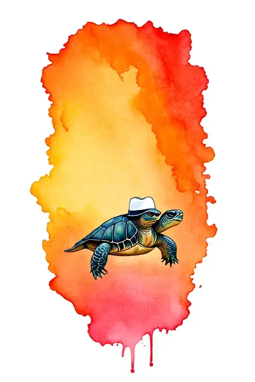 Muscular Turtle With Us Navy Tattoos Wearing Us Navy White Hat