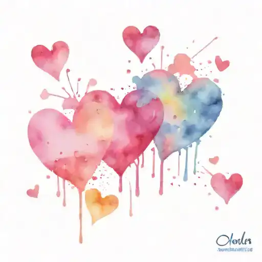 Three Hearts With Splatter Background