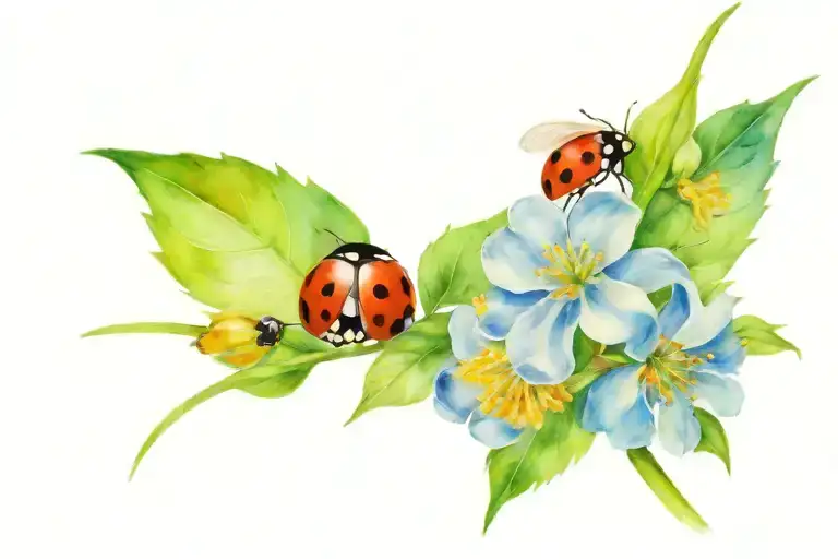 Really Pretty Flowers With Lady Bugs