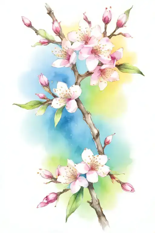 Cherry Blossom Branches In Full Bloom