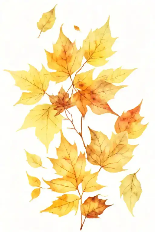 Sunset And Autumn Leaves