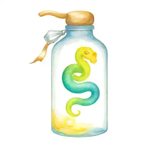Rainbow Potion Bottle With A Snake Wrapped