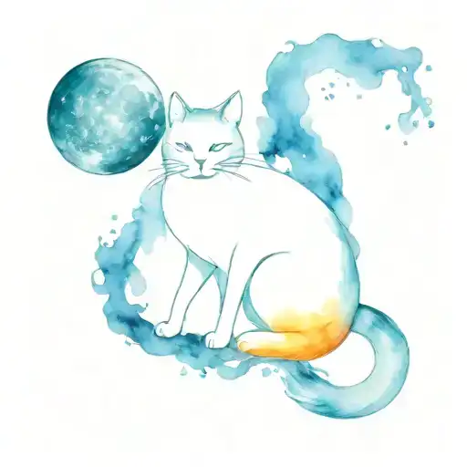 Cat And Moon Surrounded