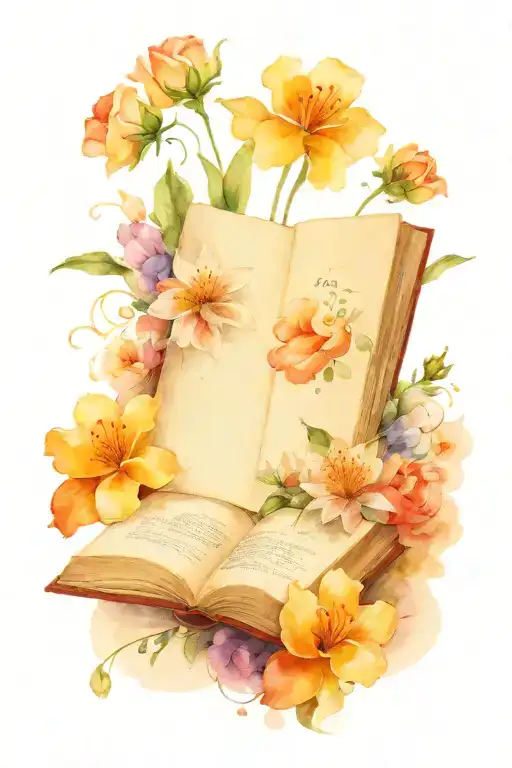 An Open Book With Flowers Coming Out Of It