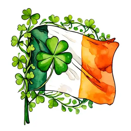 Shamrock Vine Around Irish Flag