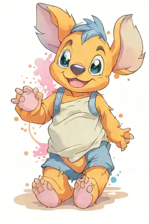 Stitch With A Goku Teddy Bear Sitting