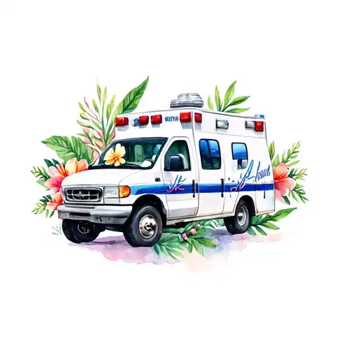 Ambulance With Hawaiian Flowers Surrounding